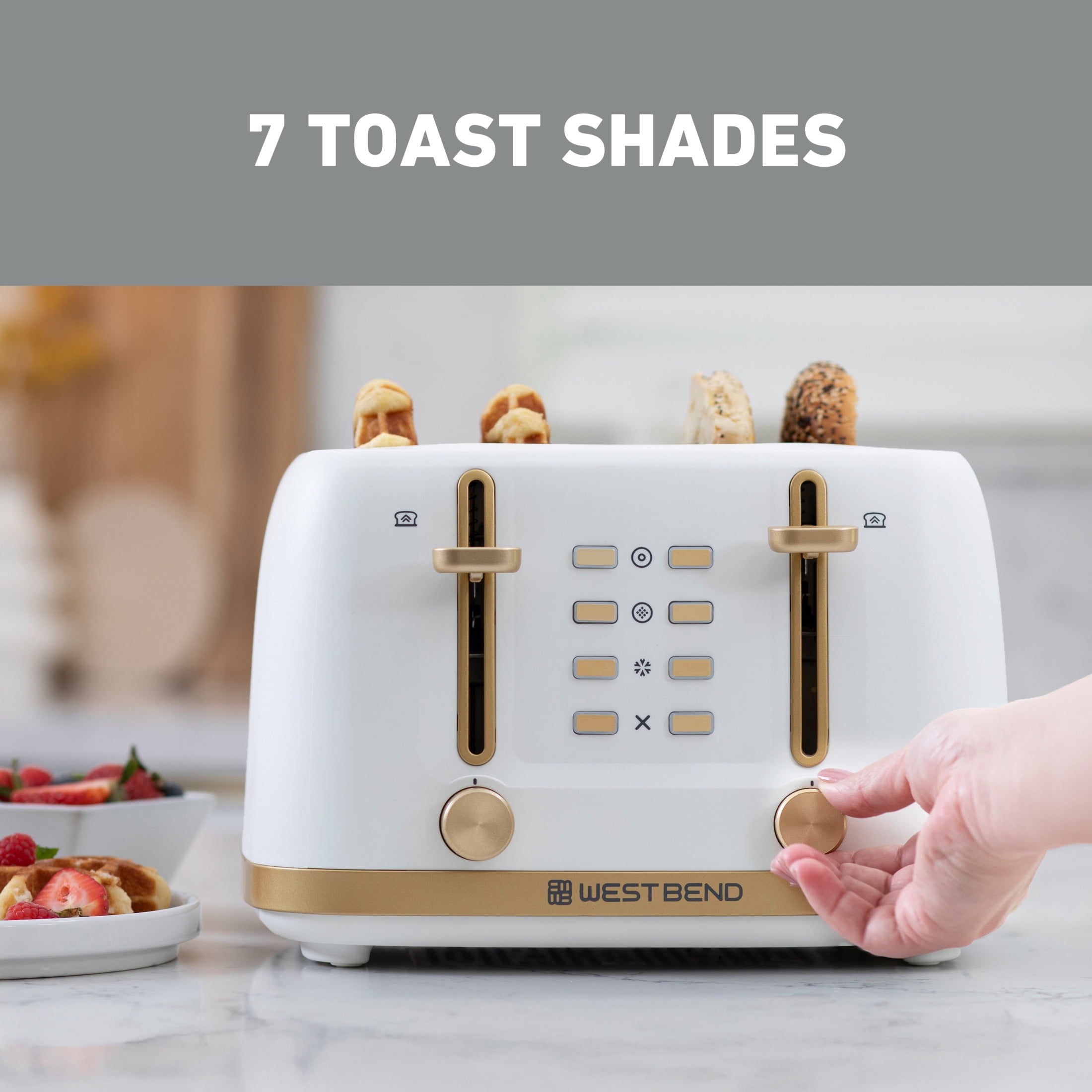 West Bend Timeless 4-Slice Toaster, in White/Gold (TTWB4SWG13)