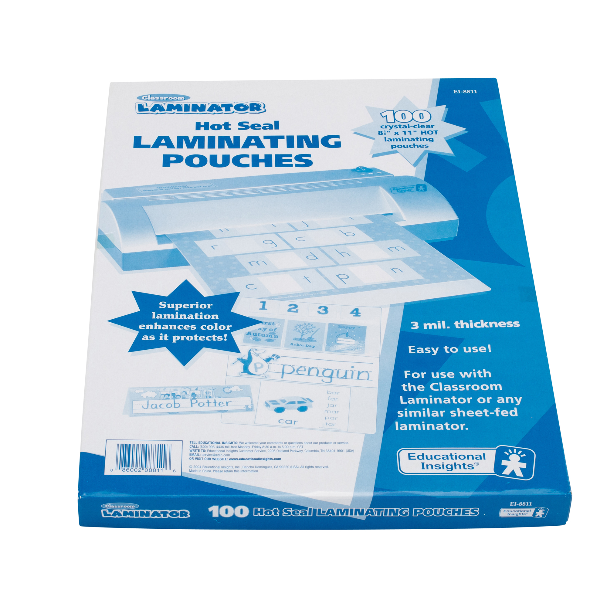 Educational Insights Classroom Laminator 8.5" X 11" Hot Laminating Pouches