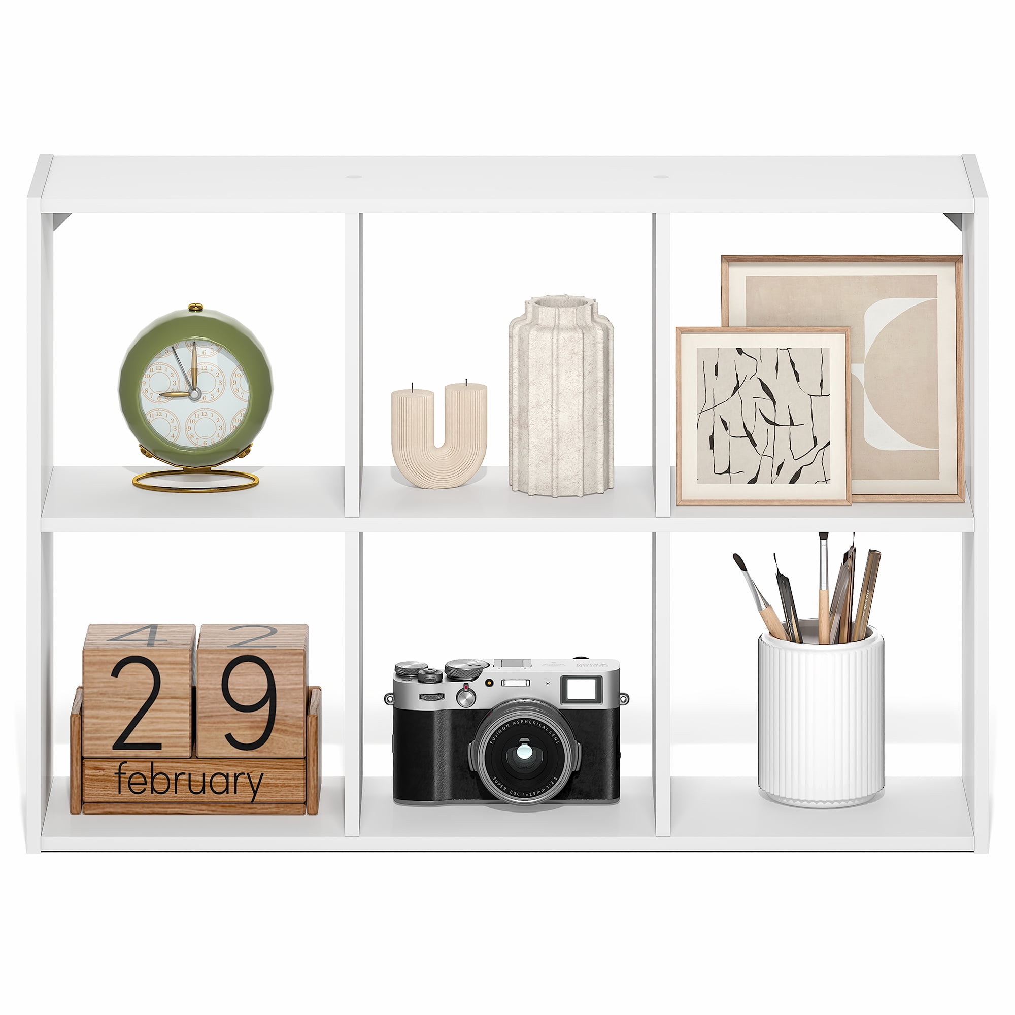 Furinno ROSSI 6-Cube Floating Shelves Wall Mount Bookshelf for Study Room White