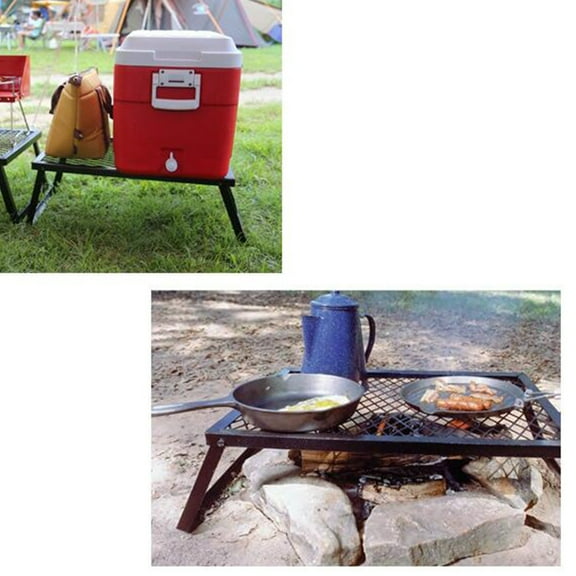 FRCOLOR Iron Portable Spray Foldable Table for Camping Outdoor Activities Mesh Picnic Barbecue Desk ANtirust Table (Black)