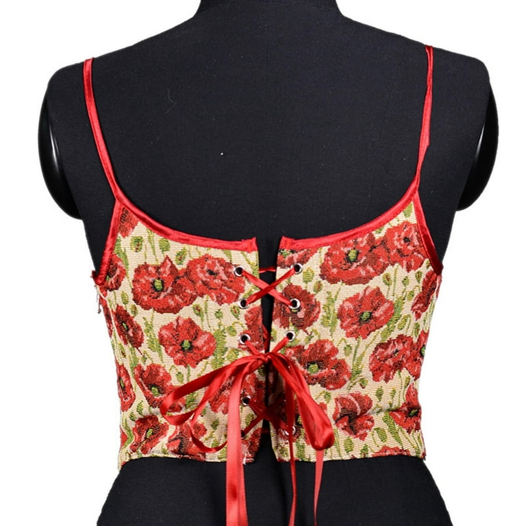 Women's Lace Up Boned Corsets Jacquard Brocade Waist Training Underbust  Casual Sexy Eyelet Floral Print Court Vintage Corset Straps Tank Top  Fashion