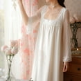 thumbnail image 4 of Previn Women's Cotton Victorian Nightgown Lace Vintage Bell Long Sleeve Sleep Dress Square Neck Princess Long Pajama Dress Soft Nighties White X-Large, 4 of 5
