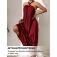 thumbnail image 3 of Women's Satin Nightgown Dress Silk Long Halter Nightdress Backless Sleeveless Pajama Sleepwear Soft Comfort Nightwear Lingerie Red M, 3 of 7