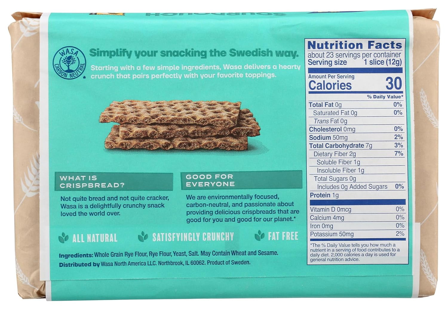Wasa Crispbread Sourdough -- 8.8 oz Pack of 2