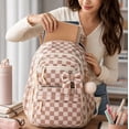 thumbnail image 5 of Corduroy Girls Backpack with Lunch Box & Pencil Case Set Of 3, Bookbag for Girl Teens Elementary Middle High School, Lightweight Laptop Backpack Travel Daypack Brown Checkered, 5 of 6