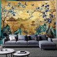 thumbnail image 5 of Multicolor Chinese Landscape Tapestry Wall Decor, Oriental Mountain Temple Art for Living Room, 5 of 6