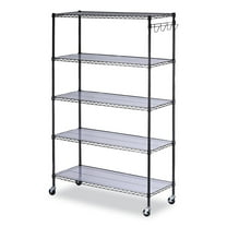 Alera 5-Shelf Wire Shelving Kit with Casters and Shelf Liners, 48w x 18d x 72h, Black Anthracite