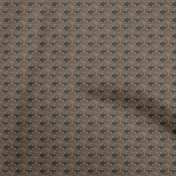oneOone Cotton Cambric Black Fabric Damask Quilting Supplies Print Sewing Fabric By The Yard 56 Inch Wide