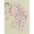 thumbnail image 6 of FEORJGP Toddler Baby Girls 2-piece Outfits 0 6M 12M 18M 2T 3T Infant Long Sleeve Pullovers Bow Print Crew Neck Sweatshirts Tops with Elastic Waist Sweute Casual Spring Fall Clothes for Daily, 6 of 7