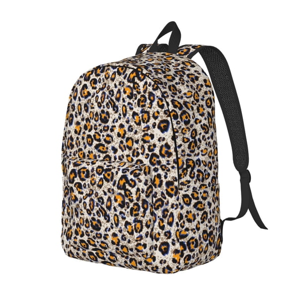 Balery Leopard Mochila Clásica Impresa Básica para Viaje, Mochila Escolar Resistente al Agua, Mochila de Lona con Correas Ajustables-Medium