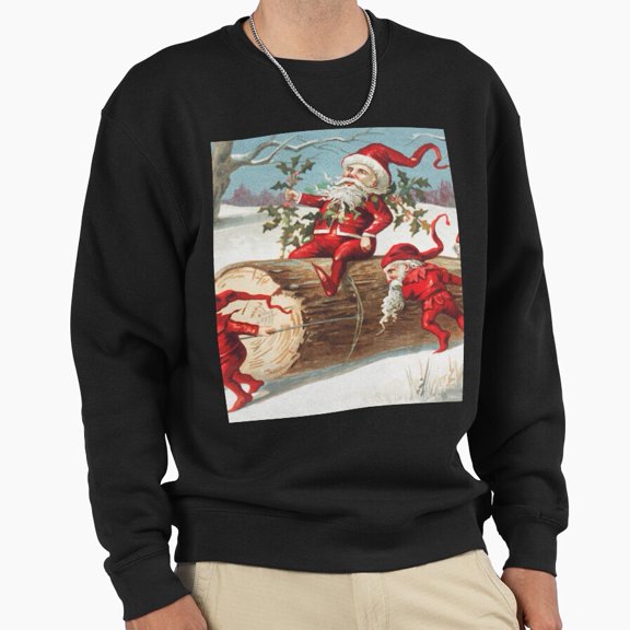 St. Nick Elves Sliding Log Unisex Sweatshirt Retro Vintage Christmas Holiday Graphic Style G6045, Up to Size 5XL