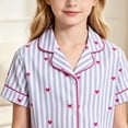 thumbnail image 6 of SJLDQY Girls Pajama Sets Button Down Short Sleeve Shirts and Ruffle Shorts 2 Piece Pjs Sets Casual Sleepwear Cute Loungewear Sets for Girls, 6 of 7