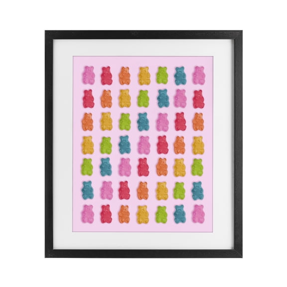 Stupell Industries Contemporary Soft Rainbow Bears on Pink Black Framed Print Under Glass, 13 x 16, by LISH Creative