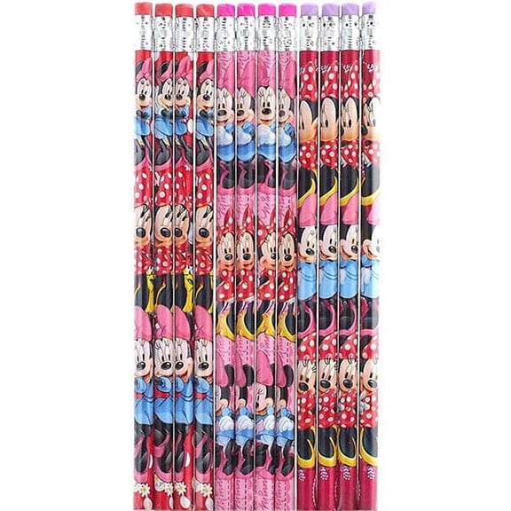 Disney Minnie Mouse Pencils, #2 HB Lead, Assorted Colors, 12 Count