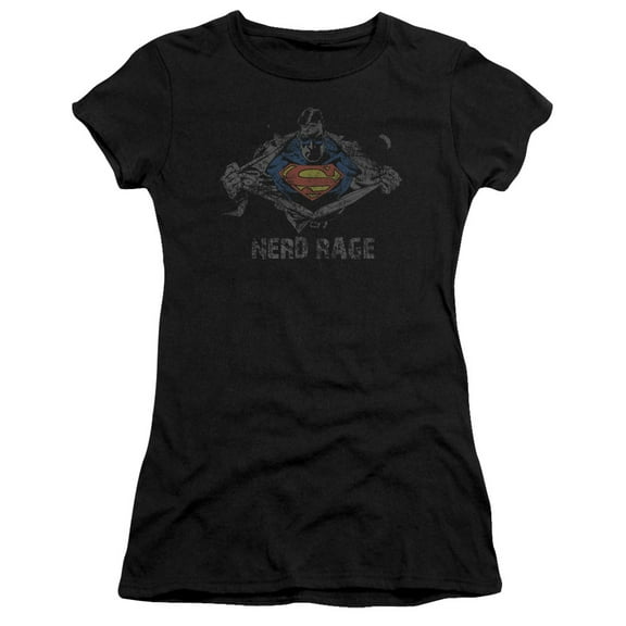 Superman Nerd Rage Junior Women's T-Shirt Sheer Black