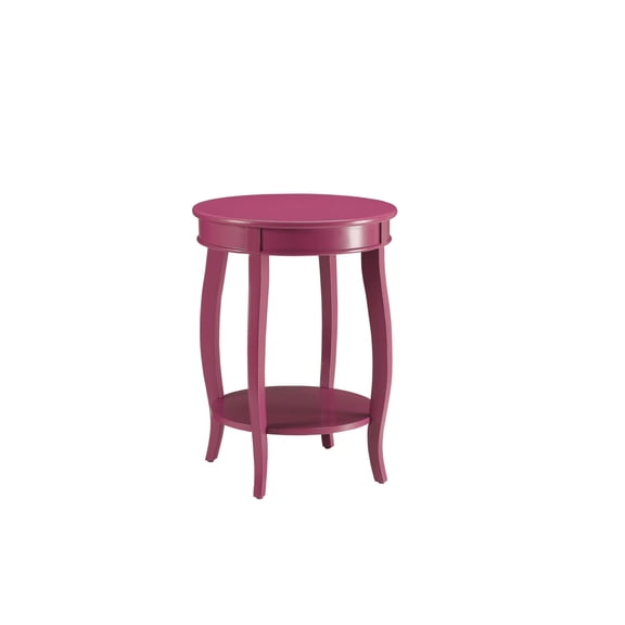 Casafoyer Aberta Wood Round End Table with Bottom Shelf in Red