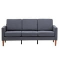 thumbnail image 4 of 71.3" Modular Sofa, Modern Linen Sofa Couch with Solid Wood Legs, Three Seat Without Chaise Concubine, 3-Seater Sofa with Side Pocket, Solid Wood Frame, for Home Living Room Bedroom, Dark Gray, 4 of 7