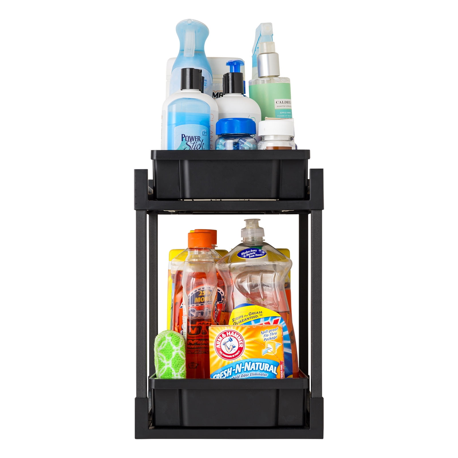 IRIS 2 Tier Under Sink Organizer, Storage with Sliding Drawers - Versatile solution for Office, 2Pk