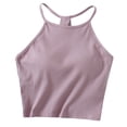 thumbnail image 1 of Camiseta sin mangas con hombreras de color liso para mujer - Sujetador de algodón con tirantes finos y cuello colgante, tallas S-XL, 1 of 3