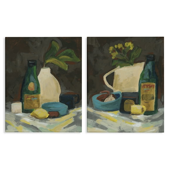 Stupell Industries Mixed Sundries Still Life Food & Beverage Painting Wrapped Canvas Art Print Wall Art, 16 x 20, Set of 2