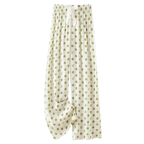Sakmal Cotton Capri Palazzo Pants Women Elastic Waist Wide Leg Lounge Pants Polka Dot Fashion Spring Women's Capris