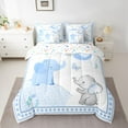 thumbnail image 2 of Homewish Kawaii Elephants 7pcs Bedding Comforter Set For Preppy Children,Jungle Animal Queen Bedding Sets Super Cozy,Cartoon Wildlife Queen Sheet Sets,Super Cozy Room Decor,Reversible, 2 of 8