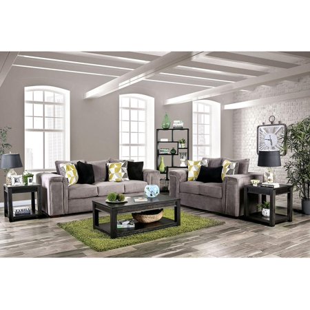 Transitional Warm Gray Chenille Sofa and Loveseat Furniture of America Bradford