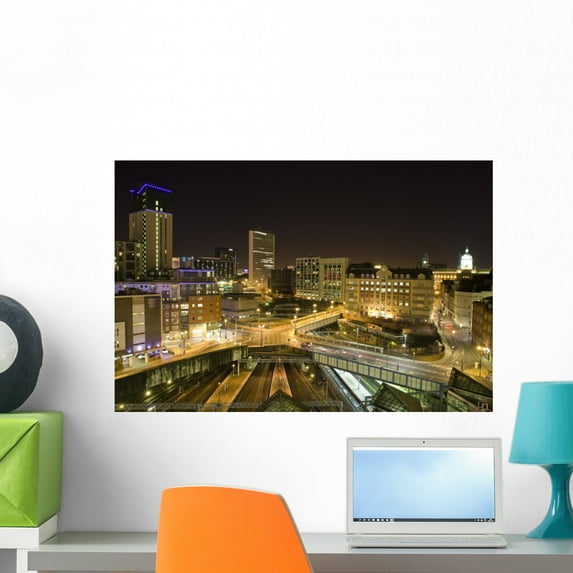 Birmingham Cityscape Wall Mural by Wallmonkeys Peel and Stick Graphic (24 in W x 16 in H) WM321951