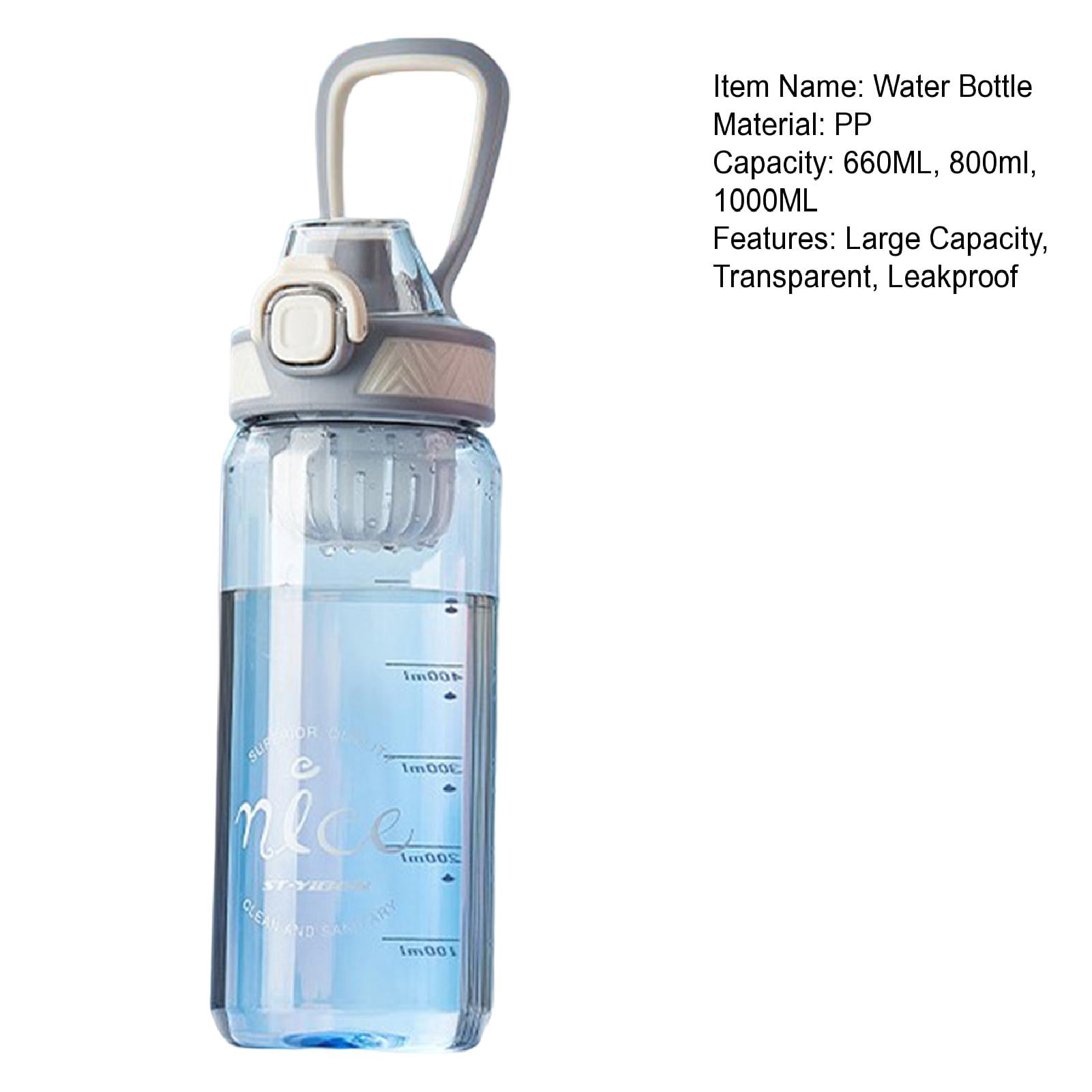 Hesroicy 660ML/800ML/1000ML Sports Water Bottle Leakproof High Temperature  Resistant Large Capacity Clear Scale Transparent Fitness Water Bottle with