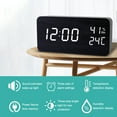 thumbnail image 4 of Yuarrent Despertador LED de madera digital Dormitorio Cabecera Escritorio Control de voz Despertar Relojes Calendario Decoración Temperatura Decoración del hogar Madera Marrón, 4 of 6