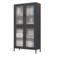 thumbnail image 4 of 59" Metal Storage Cabinet Display Cabinet with 4 Glass Doors & 4 Shelves,Cabinet Bookcase Side Cabinet for Home Office Living Room,Black 03, 4 of 8