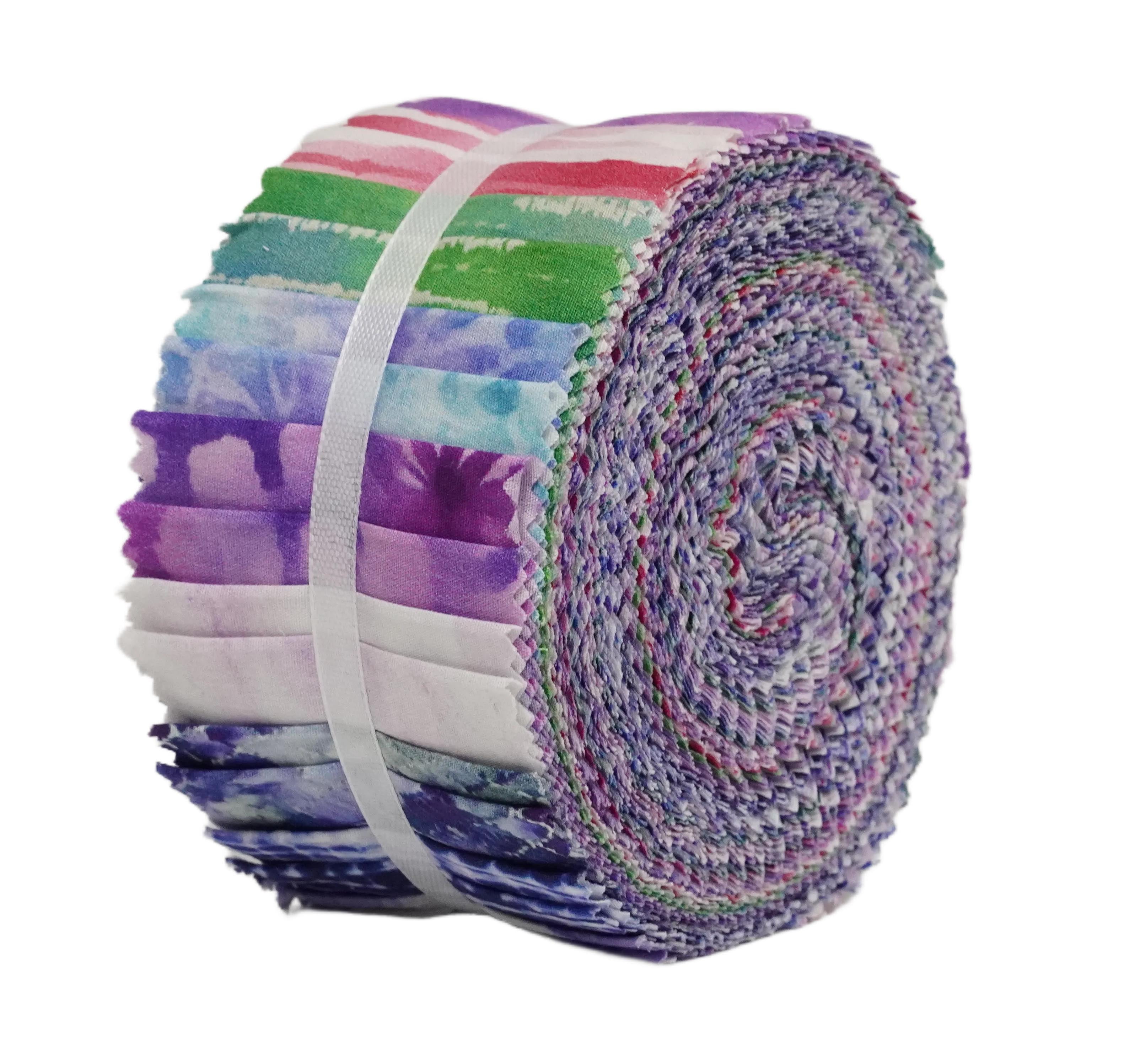 Soimoi 40Pcs Tie & Dye Print Precut Fabrics Strips Roll Up 2.5x42inches Cotton Jelly Rolls for Quilting