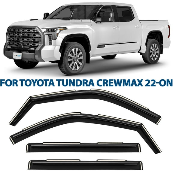 CLIM ART in-Channel Incredibly Durable Rain Guards Compatible with Toyota Tundra 2022-2026 CrewMax, Original Window Deflectors, Vent Window Visors, Vent Deflector, 4 pcs. - 619019