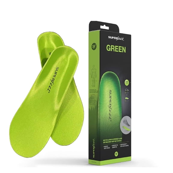 Superfee.t Green Insoles Professional-Grade High Arch Orthotic Insole-Size E:Women 10.5-12/Men 9.5-11