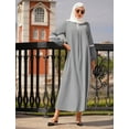 thumbnail image 6 of IBTOM CASTLE Muslim Abaya Dress for Women Casual Sequin Sundress Solid Dubai Kaftan Robe Party Long Sleeve Islamic Prayer Clothing L Gray, 6 of 8
