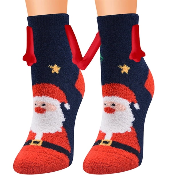 Calcetines de terciopelo coral para otoño e invierno, calcetines magnéticos navideños de mano en mano, calcetines largos deportivos absorbentes de sudor, calcetines de mujer