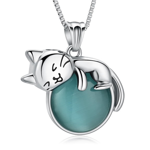 Pet Cremation Ashes Jewelry Moonstone Cat Urn Necklace for Ashes for Women Men Lovely Cat Memorial Urn Locket Keepsake Pendant Gift