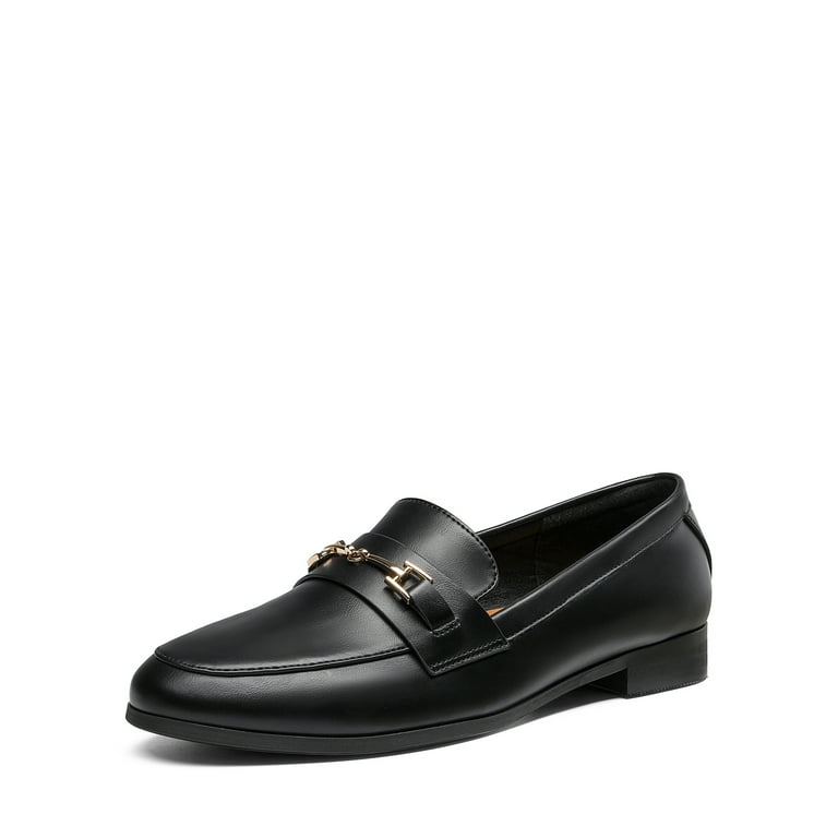 Ladies black leather loafers size 6 sale