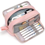 Tupukom Pink Pencil Case Pencil Box for Gi+rls 4 Compartments Multiple Pockets, Large Pencil Bag with Sturdy Zipper, Cute Pencil Case Pouch Organizer for Stu+dent Teen Gi+rls