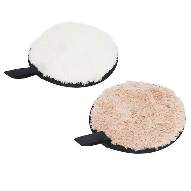 2pcs Reusable Makeup Remover Pads Deep Pore Cleansing Plant Fiber Washable Soft Reusable Face Pads White Khaki