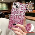 thumbnail image 6 of Compatible with iPhone 15 Plus Case Plating Magnetic [Support for Magsafe] Bling Glitter Sparkly Leopard Back Diamond Camera Lens Cover Crystal Matte Luxury Case for Girls Women -Pink, 6 of 14