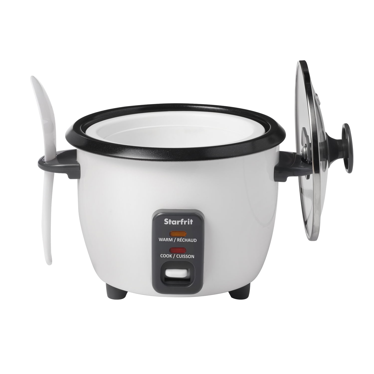 Starfrit 3-Cups Uncooked/6-Cups Cooked 300-Watt Electric Rice Cooker with Ceramic Coating, White, 024734-001-0000