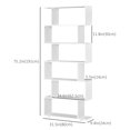 thumbnail image 3 of 6 Tier Wooden Bookcase S Shape Display Unit Divider Home Office White, 3 of 10