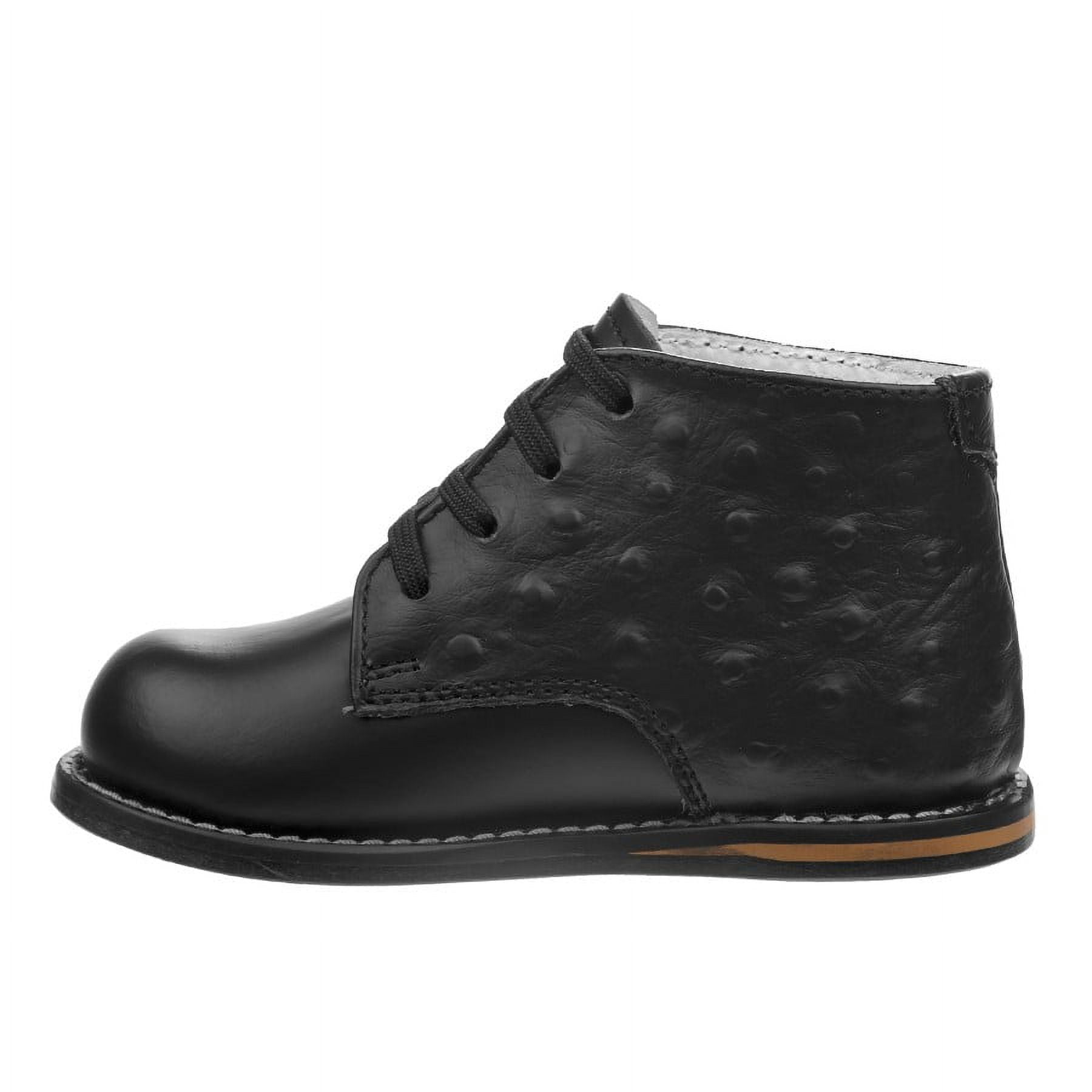 Josmo Unisex Baby Walking Shoes, First Walker Shoes, Genuine Leather Classic Smooth Ostritch Infant Shoes, Matte Black, Size: 3