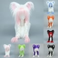 thumbnail image 5 of YAYUBA Soft Furry Animal Ear Hat with Braids, Plush Cat Ears Beanie for Anime , , 37cm x 60cm, Multiple Colors, 5 of 5