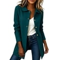 thumbnail image 3 of Jacket Dqueduo Women's Long Sleeve Turn-Down Collar Cardigan Top – Solid Winter Outerwear Coat Green M, 3 of 7