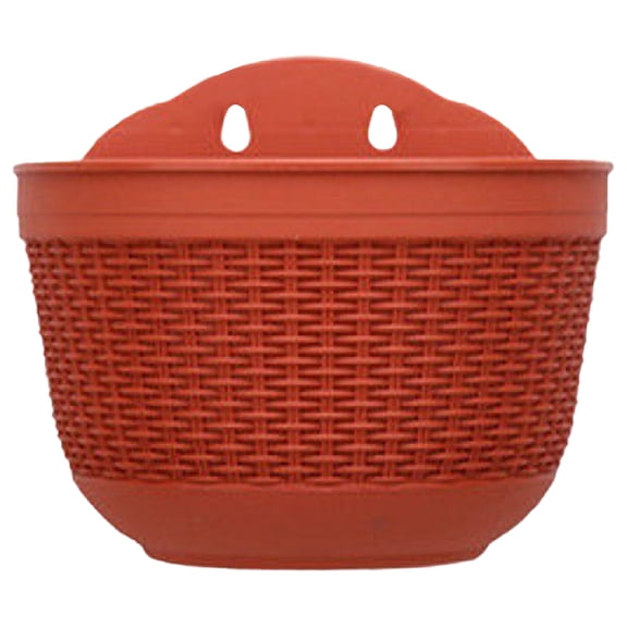 pdqouc Half Round Imitation Rattan Wall Hanging Planter, Semicircular Wall-Mounted Flower Pot, Decorative Hanging Planter for Indoor Outdoor Balcony Fence Garden Home Decor Supplies