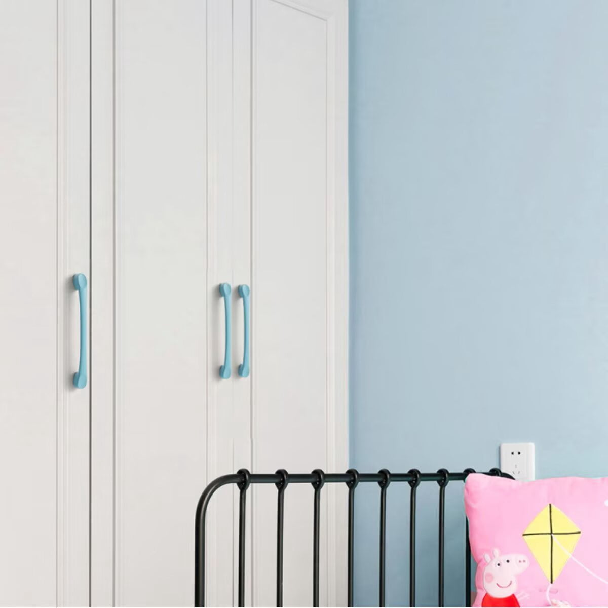 HDJNal 10Pcs Blue Cabinet Knobs, Aluminum Alloy Kitchen Cabinet Drawer Dresser Cupboard Bathroom Pulls Handles Hardware for Cabinet, Drawer,Wardrobe and Closets,128mm