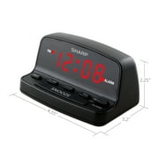 SHARP Digital Alarm Clock, Midnight Black, Easy to Set Keyboard Controls, Red LED Display