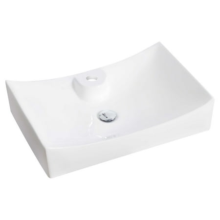 Rectangle Single Hole - American Imaginations 226 Above Counter Rectangle White Ceramic Vessel with Single Hole